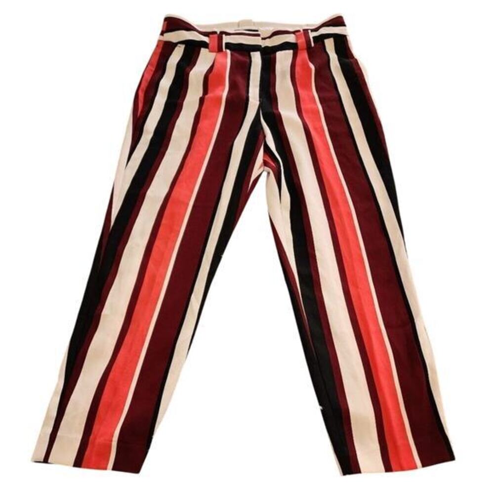 Express Womens High Rise Ankle Pants Red Burgundy Striped Trousers Size 10S/10C